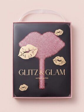 NWT Glitz & Glam Rhinestone Lips Hand Mirror Boxed Set Y2K